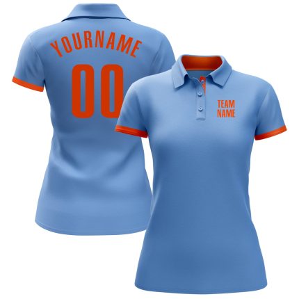 Custom Light Blue Orange Golf Polo Shirt for Men - Performance Activewear Custom Light Blue Orange Performance Golf Polo
