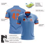 Custom Light Blue Orange Golf Polo Shirt for Men - Performance Activewear Custom Light Blue Orange Performance Golf Polo