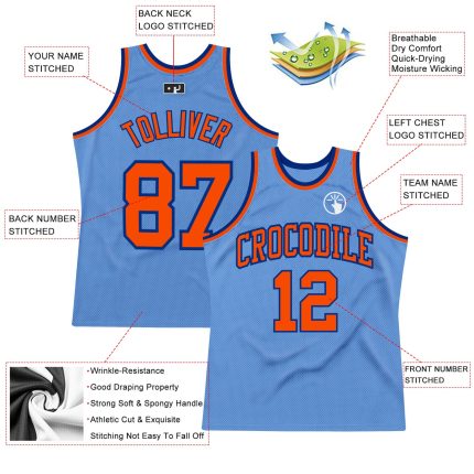 Authentic Light Blue Orange-Royal Throwback Basketball Jersey Style 5207 Custom Light Blue Orange-Royal Authentic Throwback