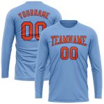Light Blue Orange-Royal Long Sleeve Performance T-Shirt - Custom Design Custom Light Blue Orange-Royal Long Sleeve Performance