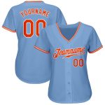 Custom Light Blue Baseball Jersey - Authentic Orange and White Design Custom Light Blue Orange-White Authentic Baseball Jersey