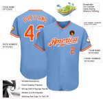 Custom Light Blue Baseball Jersey - Authentic Orange and White Design Custom Light Blue Orange-White Authentic Baseball Jersey
