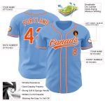 Light Blue Baseball Jersey Custom Authentic Orange-White Style 4574 Custom Light Blue Orange-White Authentic Baseball Jersey