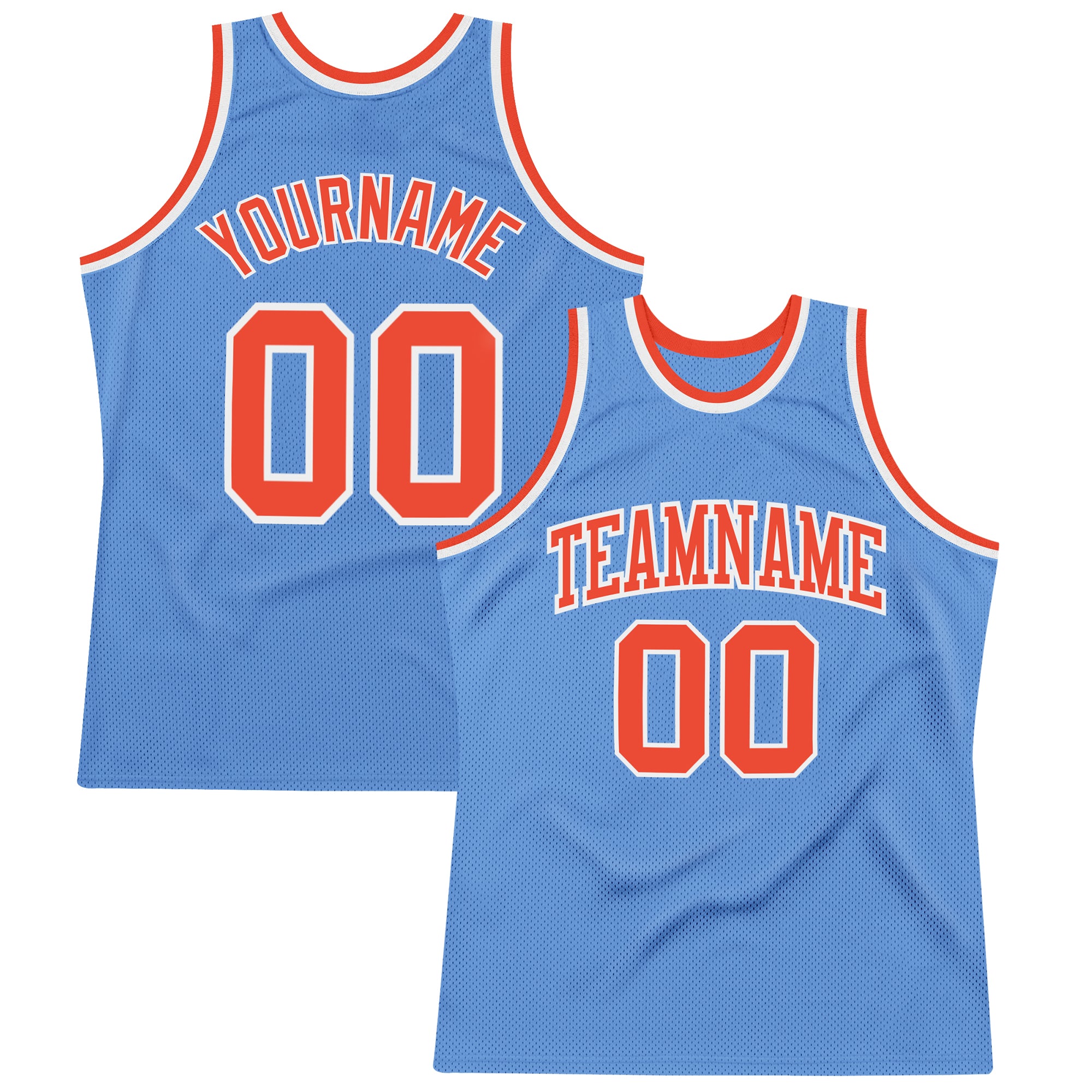 Light Blue Basketball Jersey - Authentic Custom Throwback in Orange and White Custom Light Blue Orange-White Authentic Throwback
