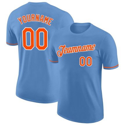 Light Blue Orange White Performance T-Shirt Custom Design for Active Wear Custom Light Blue Orange-White Performance T-Shirt