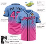 Light Blue Pink Black Authentic Fade Fashion Baseball Jersey - Custom Design Custom Light Blue Pink-Black Authentic Fade