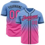 Light Blue Pink Black Authentic Fade Fashion Baseball Jersey - Custom Design Custom Light Blue Pink-Black Authentic Fade