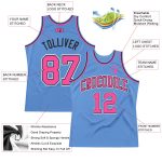 Light Blue Pink Black Custom Basketball Jersey | Authentic Throwback Style Custom Light Blue Pink-Black Authentic Throwback