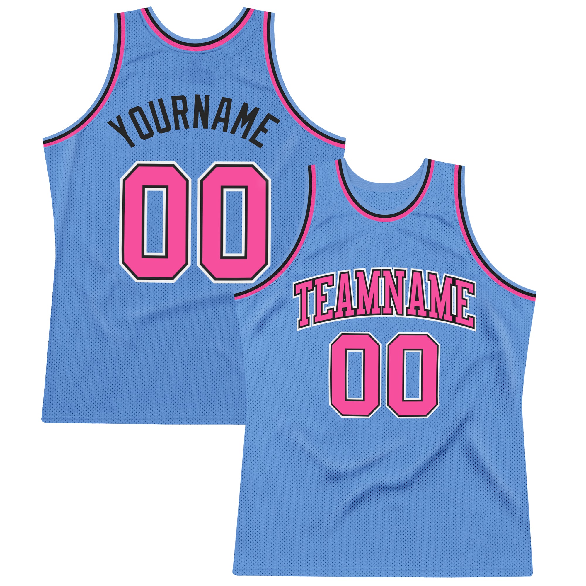 Light Blue Pink Black Custom Basketball Jersey | Authentic Throwback Style Custom Light Blue Pink-Black Authentic Throwback