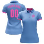 Light Blue Pink Performance Golf Polo Shirt - Custom Stylish Wear for Men Custom Light Blue Pink Performance Golf Polo Shirt