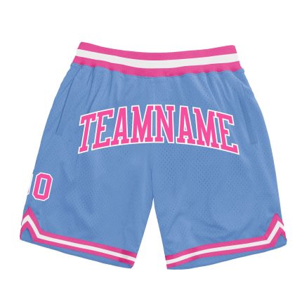 Light Blue Pink White Custom Throwback Basketball Shorts Authentic Custom Light Blue Pink-White Authentic Throwback Basketball