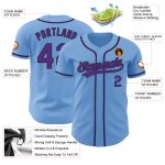 Light Blue Purple Black Custom Authentic Baseball Jersey Custom Light Blue Purple-Black Authentic Baseball Jersey