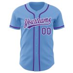 Authentic Custom Light Blue Purple White Baseball Jersey Custom Light Blue Purple-White Authentic Baseball Jersey