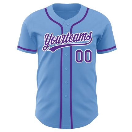 Authentic Custom Light Blue Purple White Baseball Jersey Custom Light Blue Purple-White Authentic Baseball Jersey