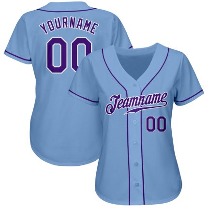 Authentic Light Blue Purple White Baseball Jersey Custom Style 8888 Custom Light Blue Purple-White Authentic Baseball Jersey