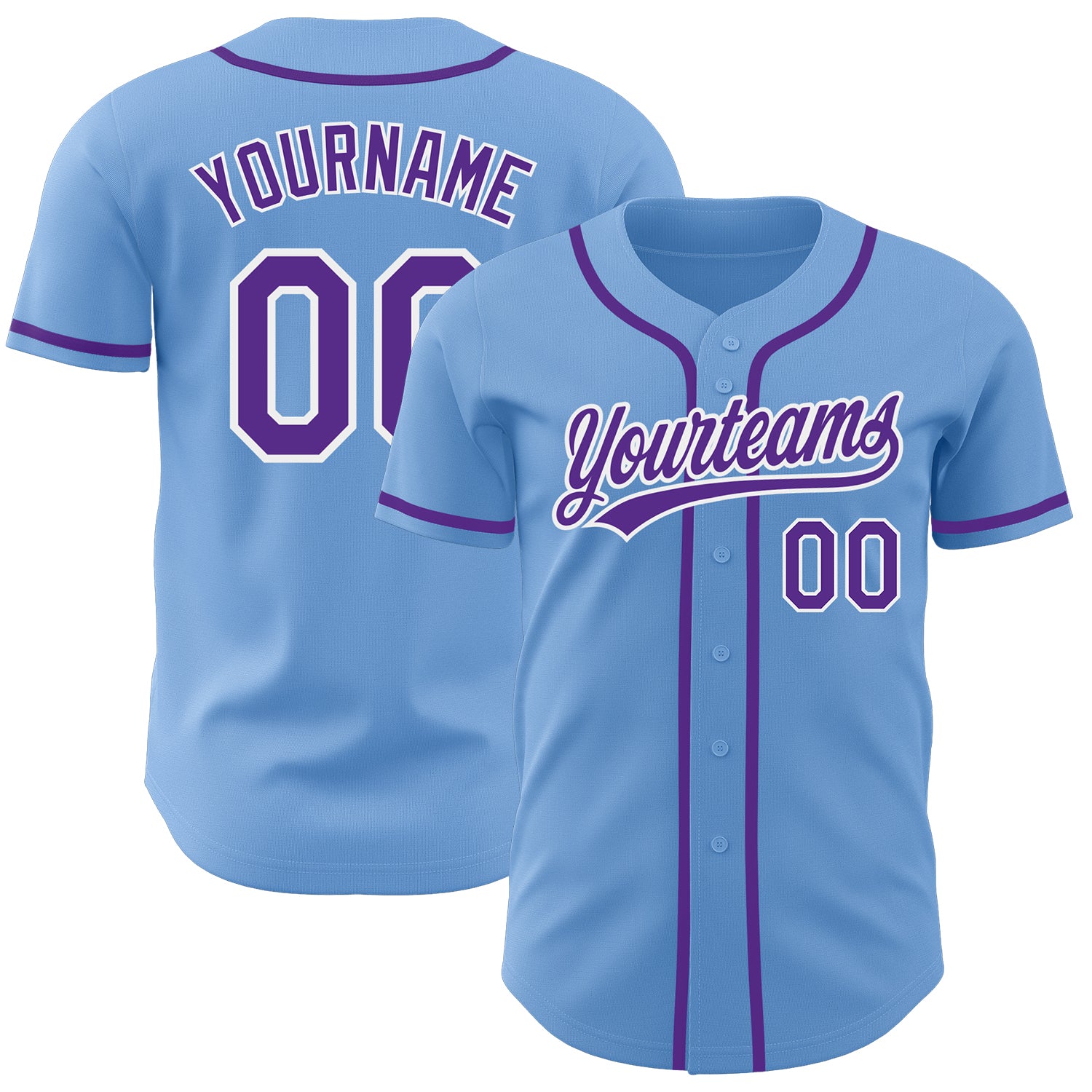 Custom Light Blue Purple-White Authentic Baseball Jersey Authentic Custom Light Blue Purple White Baseball Jersey Custom Light Blue Purple-White Authentic Baseball Jersey