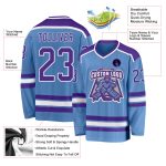 Custom Light Blue Purple White Hockey Jersey for Men and Women, Personalized Team Sports Apparel Custom Light Blue Purple-White