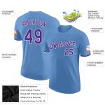 Light Blue Purple White Performance T-Shirt - Custom Mens Sports Top Custom Light Blue Purple-White Performance T-Shirt