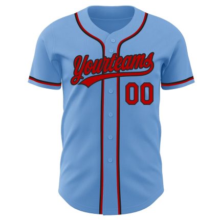 Custom Authentic Baseball Jersey - Light Blue Red-Black Design for Fans Custom Light Blue Red-Black Authentic Baseball Jersey