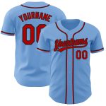 Custom Authentic Baseball Jersey - Light Blue Red-Black Design for Fans Custom Light Blue Red-Black Authentic Baseball Jersey