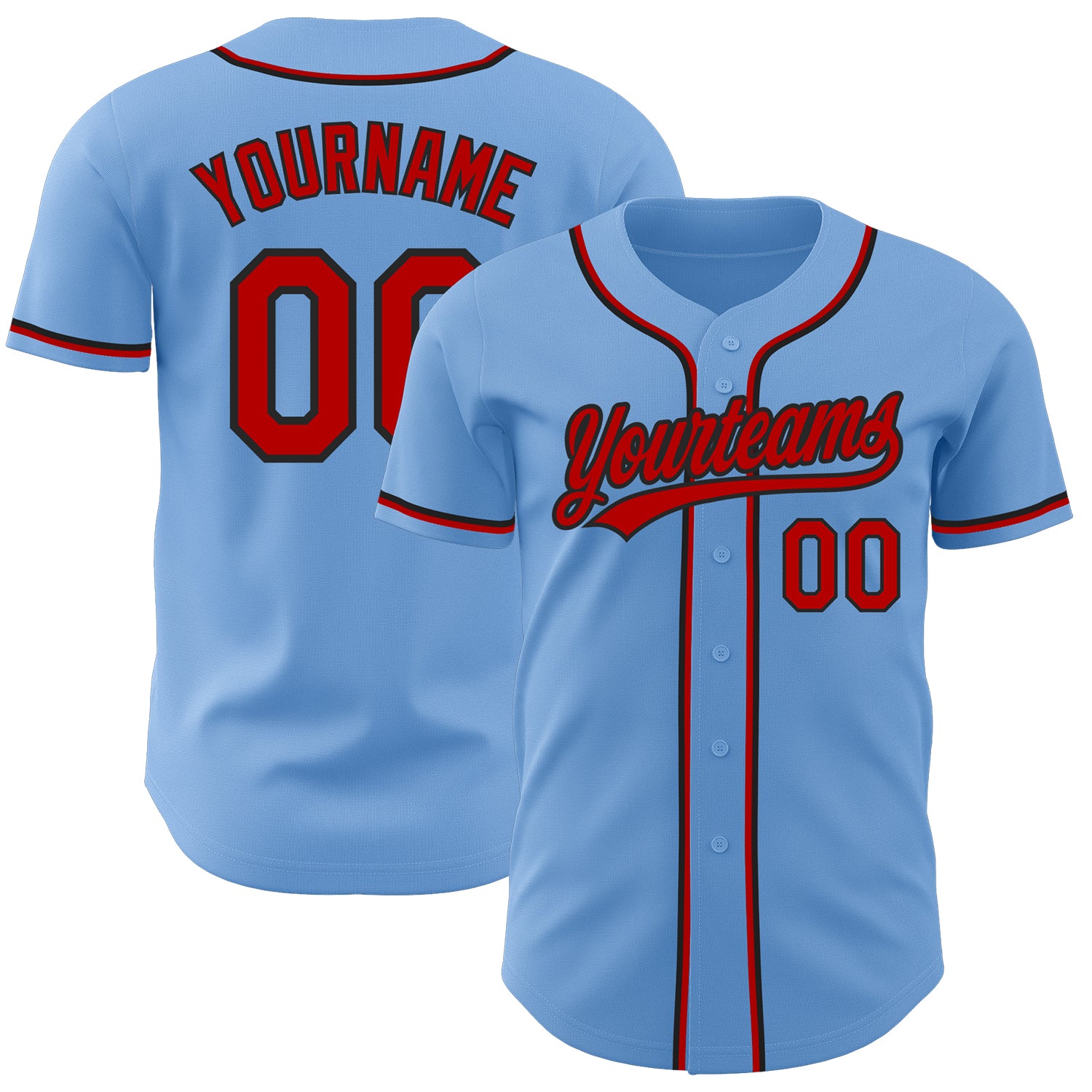 Custom Authentic Baseball Jersey - Light Blue Red-Black Design for Fans Custom Light Blue Red-Black Authentic Baseball Jersey