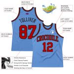 Light Blue Red Black Authentic Throwback Basketball Jersey - Custom Design Custom Light Blue Red-Black Authentic Throwback