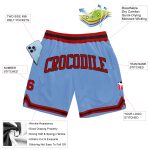 Custom Light Blue Red Black Throwback Basketball Shorts for Men Custom Light Blue Red-Black Authentic Throwback Basketball