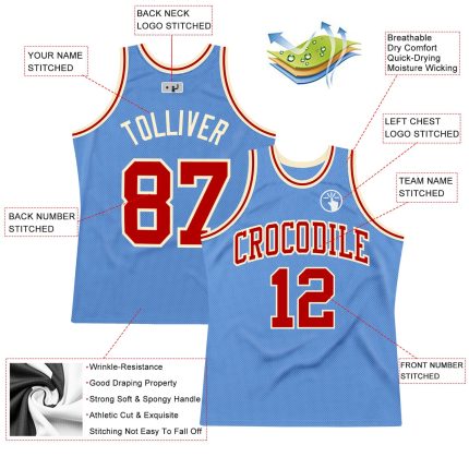 Authentic Custom Throwback Basketball Jersey Light Blue Red Cream Custom Light Blue Red-Cream Authentic Throwback Basketball
