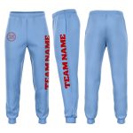 Light Blue Red Fleece Jogger Pants for Men and Women - Custom Sweatpants Custom Light Blue Red Fleece Jogger Sweatpants