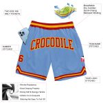 Authentic Light Blue Red-Gold Throwback Basketball Shorts - Custom Fit Custom Light Blue Red-Gold Authentic Throwback Basketball