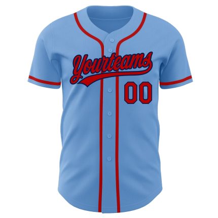 Light Blue Red Navy Authentic Baseball Jersey - Custom Design for Fans Custom Light Blue Red-Navy Authentic Baseball Jersey