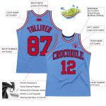 Light Blue Red-Navy Basketball Jersey - Custom Authentic Throwback Design Custom Light Blue Red-Navy Authentic Throwback