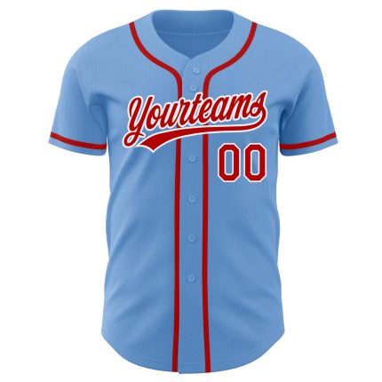 Light Blue Red-White Authentic Baseball Jersey - Custom Design for Ultimate Fan Experience Custom Light Blue Red-White Authentic