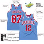 Light Blue Red-White Authentic Throwback Basketball Jersey - Custom Fit Custom Light Blue Red-White Authentic Throwback Basketball