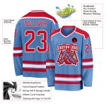 Light Blue Red White Custom Hockey Jersey - Personalized Team Sportswear Custom Light Blue Red-White Hockey Jersey