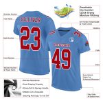 Light Blue Red White Authentic Football Jersey - Custom Mesh Design Custom Light Blue Red-White Mesh Authentic Football Jersey