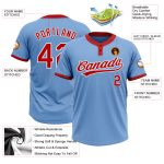 Light Blue Red White Two-Button Unisex Softball Jersey Custom Design Custom Light Blue Red-White Two-Button Unisex Softball
