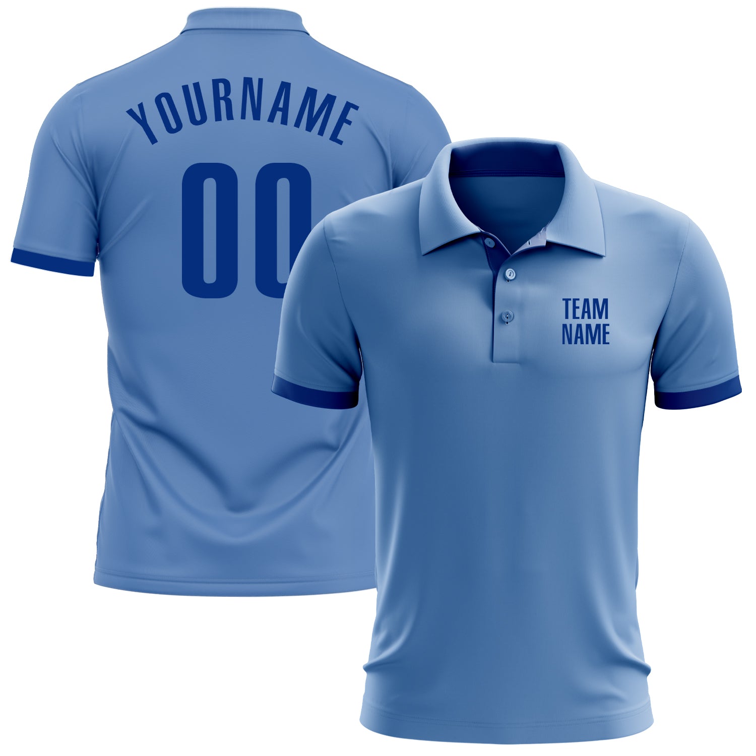 Custom Light Blue Royal Performance Golf Polo Shirt Light Blue Performance Golf Polo Shirt - Customizable Royal Design Custom Light Blue Royal Performance Golf Polo Shirt