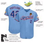 Authentic Baseball Jersey Custom Light Blue Royal-Red Design - Personalized Sports Apparel Custom Light Blue Royal-Red Authentic