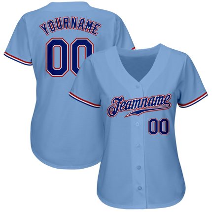 Authentic Baseball Jersey Custom Light Blue Royal-Red Design - Personalized Sports Apparel Custom Light Blue Royal-Red Authentic