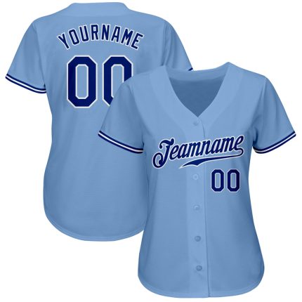 Custom Light Blue Baseball Jersey - Royal-White Authentic Design Custom Light Blue Royal-White Authentic Baseball Jersey