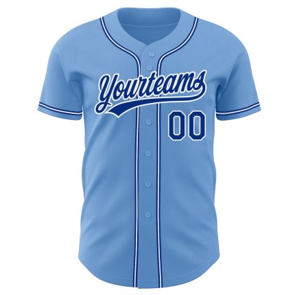 Light Blue Baseball Jersey - Custom Royal-White Style 3408 Authentic Design Custom Light Blue Royal-White Authentic Baseball