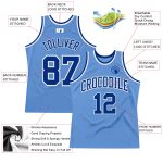 Light Blue Royal White Basketball Jersey - Custom Authentic Throwback Custom Light Blue Royal-White Authentic Throwback Basketball
