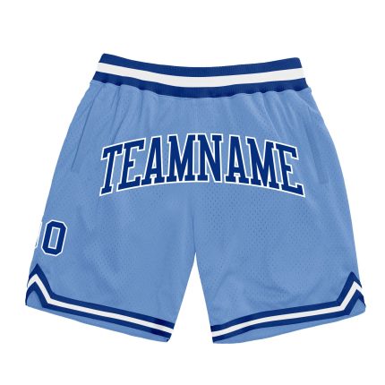 Light Blue Royal White Basketball Shorts - Custom Authentic Throwback Design Custom Light Blue Royal-White Authentic Throwback