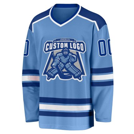 Light Blue Hockey Jersey Custom Royal White Design for Teams and Fans Custom Light Blue Royal-White Hockey Jersey