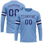 Light Blue Performance T-Shirt for Men, Royal White Long Sleeve Custom Design Custom Light Blue Royal-White Long Sleeve Performance