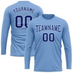 Light Blue Performance T-Shirt for Men, Royal White Long Sleeve Custom Design Custom Light Blue Royal-White Long Sleeve Performance