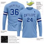 Light Blue Performance T-Shirt for Men, Royal White Long Sleeve Custom Design Custom Light Blue Royal-White Long Sleeve Performance