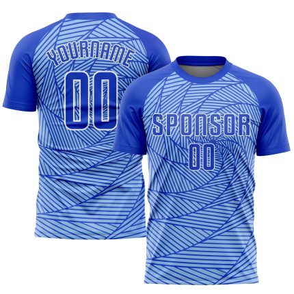 Light Blue White Sublimation Soccer Jersey Custom Uniform Custom Light Blue Royal-White Sublimation Soccer Uniform Jersey