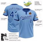 Light Blue Two-Button Royal White Unisex Softball Jersey - Customizable Sports Apparel Custom Light Blue Royal-White Two-Button